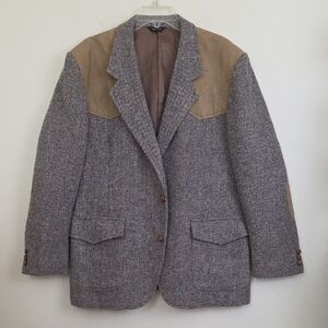 Pendleton Wool Gray & Camel Tan Tweed Western Blazer (Read Flaws) 50" Chest